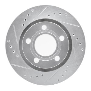 Audi A6 Quattro Brake Rotor (1) - Rear Left - R1 Concepts - Drilled & Slotted - Silver - `99-`05